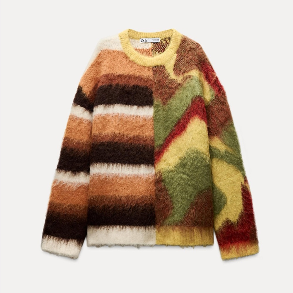 Zara Colorful Fuzzy Knit Sweater